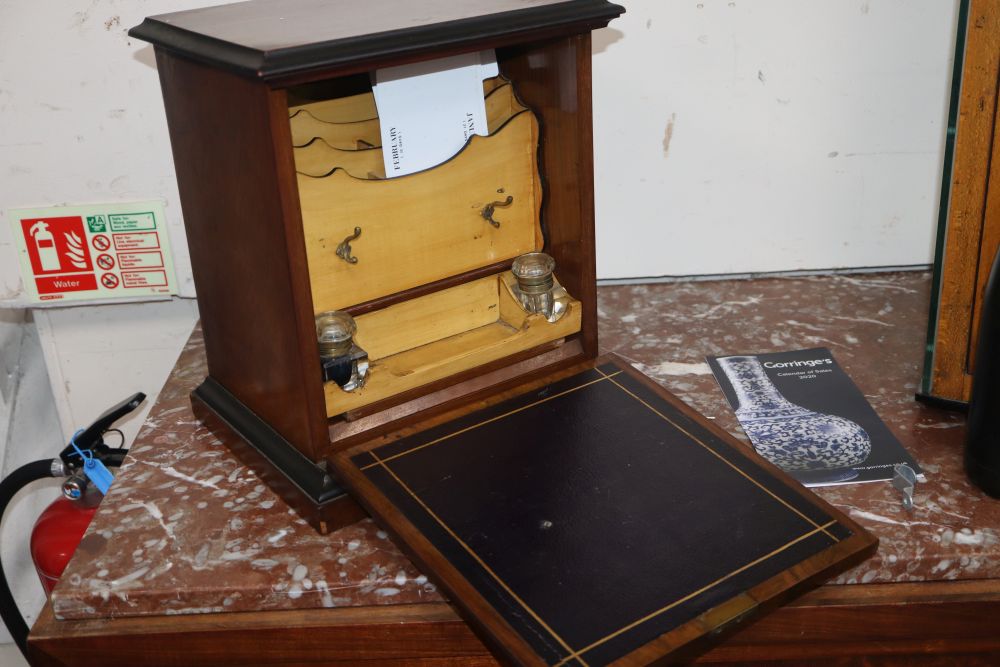 A Victorian mahogany stationery cabinet, height 34cm width 29cm